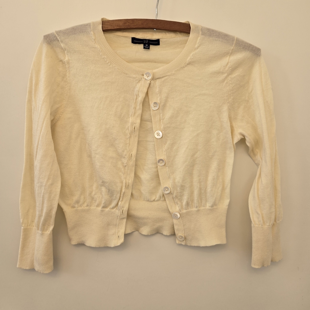 GAP Soft Yellow/Cream Button-Up Cardigan